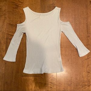 LF Light Green Cold Shoulder Top